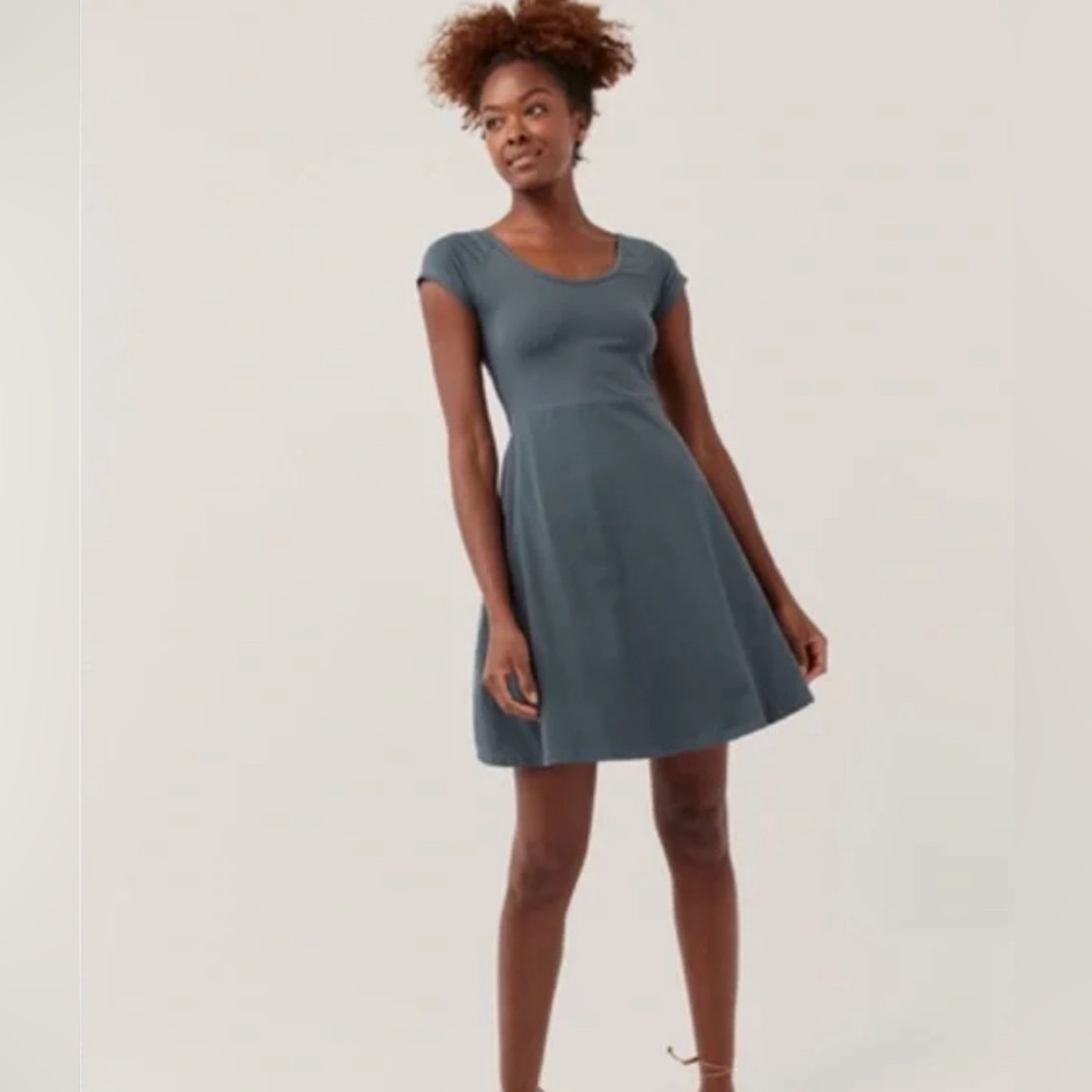 Women's Scoop Neck Mini Dress in Slate Blue